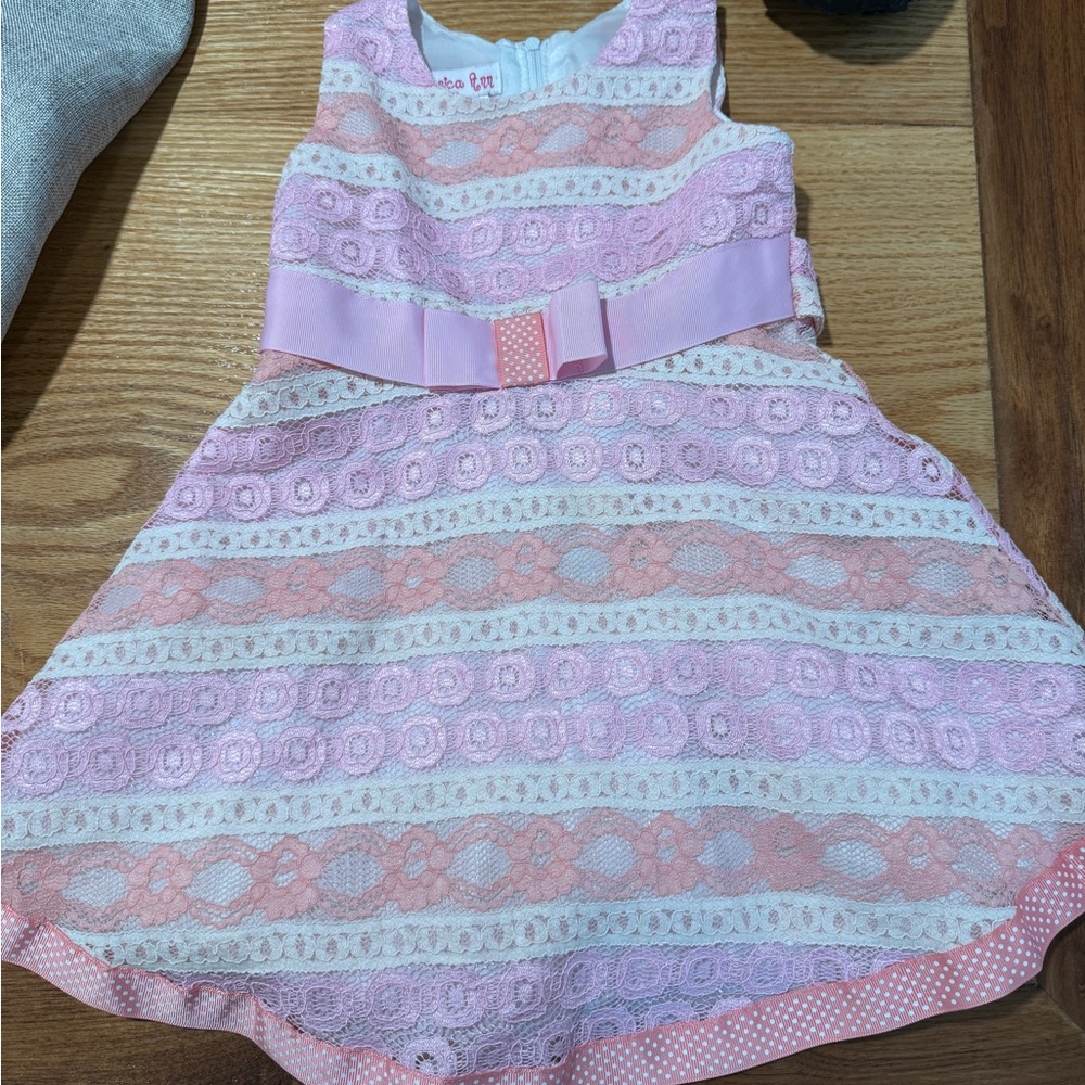 Pink and White Lace Kids Dress